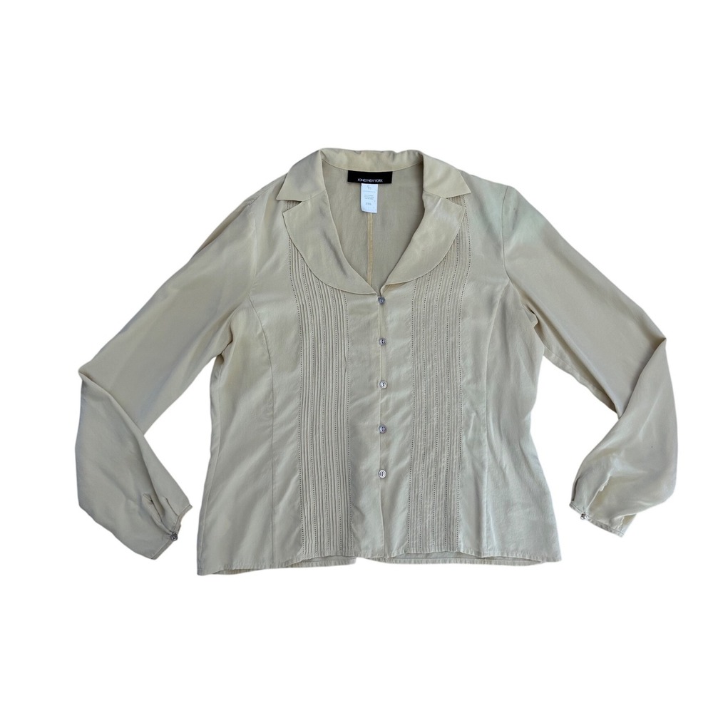 Vintage 100% Silk Blouse Pintuck Pleated Top 12 luxury victorian career